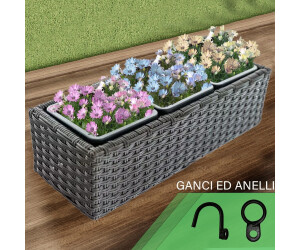 Bakaji Blumenkasten Rattan-Optik 3 Fcher UV-bestndig 49x19x15cm ab 30,37   inkl. Versand | Vergleiche 1 Angebote auf idealo.de