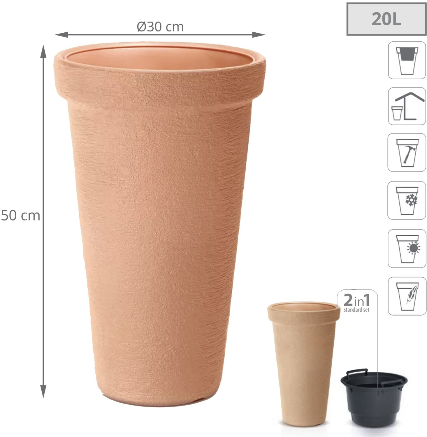 Prosperplast Classic Tower Blumentopf mit Wassertank 20L Ziegelfarbe (DPC30-R736) ab 26,46 € (Oktober 2026)