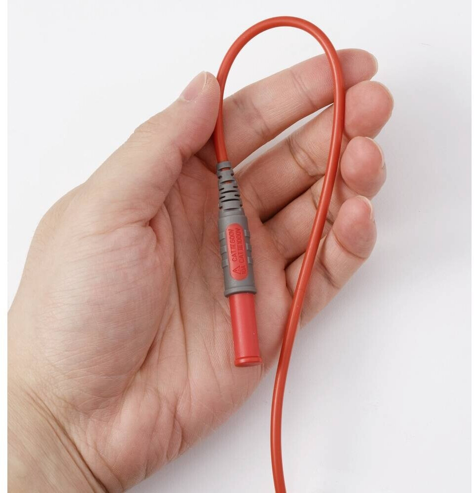 McPower Messleitung 100 Cm – 1 Mm² Rot, Hochflexibel Mit 2x 4 Mm Bananenstecker, Büschelstecker Mit Durchsteckmöglichkeit – PVC-Leitung Für Labor & Messtechnik