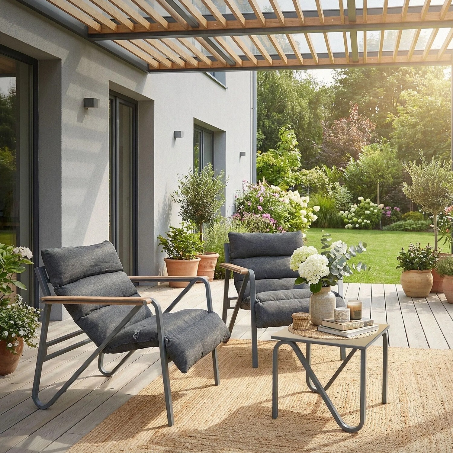 ML-Design Gartenmöbel Set 3-tlg. mit 2 Stühlen & Tisch, Stahlgestell, Anthrazit-Grau ab 186,63 € (Oktober 2026)