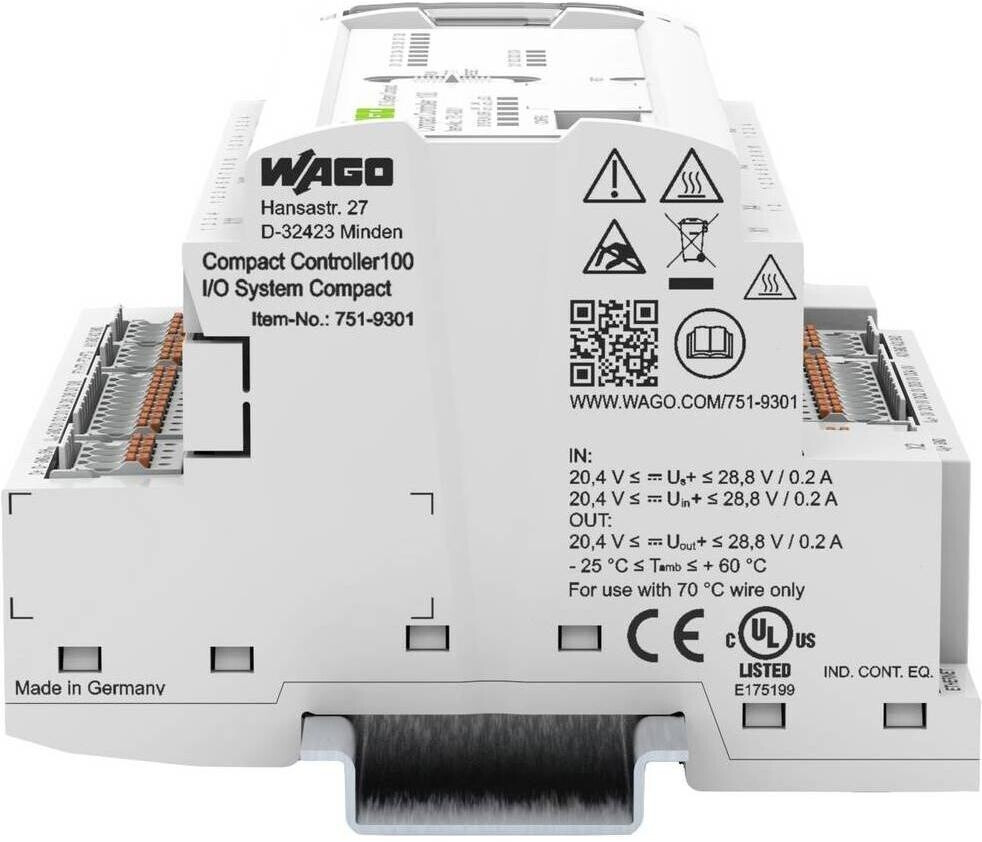 Wago Compact Controller 100 8DI 4DO 2AI 2AO 2NI1K/PT1K 1RS485 2xETH ...