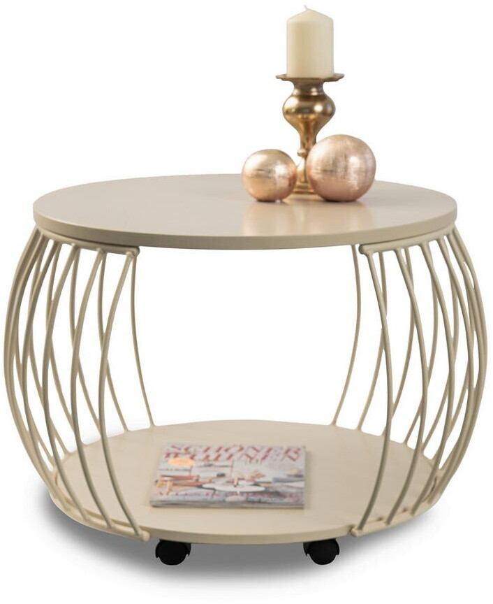 M2 Kollektion TALIA Couchtisch rund, Metall/Holzwerkstoff, creme, Rollen, Ø60x47cm ab 129,99 € (Oktober 2026)