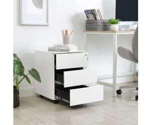 Rollcontainer Aktenschrank - 3 Schubladen - Mit Schloss - Holz - 68 cm hoch - Für A4/Letter - Druckerständer - Braun