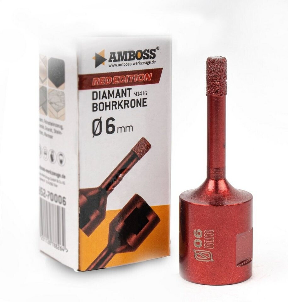 Amboss Red Edition Diamant-Bohrkrone für Fliesen & Feinsteinzeug, Ø6mm ...