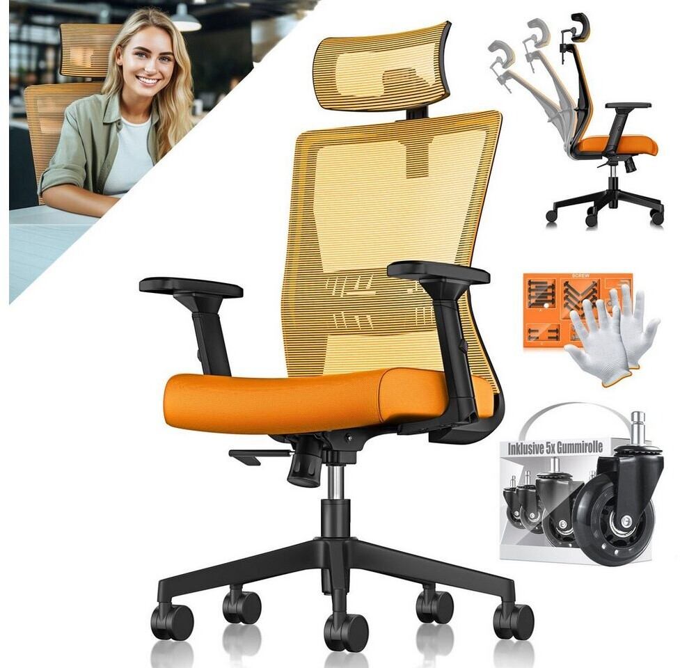 CLP Bürostuhl Kaylee ergonomisch Lordosenstütze Armlehnen