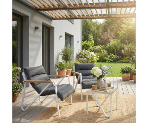 ML-Design Gartenmöbel-Set 3-tlg. Stahl, Weiß-Grau, mit Sitzkissen (ML-1775) ab 186,63 € (Oktober 2026)