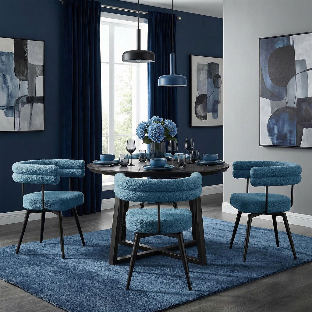 ML-Design Esszimmerstühle 4er Set Teddy-Stoff Blau 360° drehbar mit Armlehnen (490018967) ab 215,31 € (Oktober 2026)