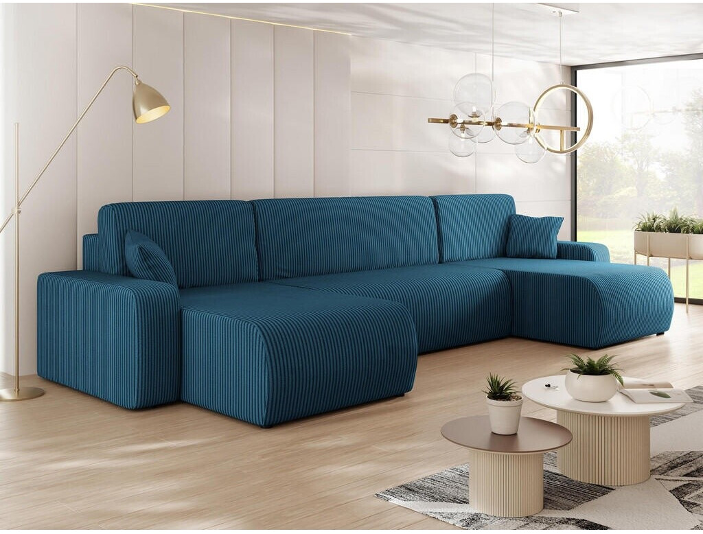 Mirjan24 Piano U Cord Wohnlandschaft U-Form mit Bettkasten und ...