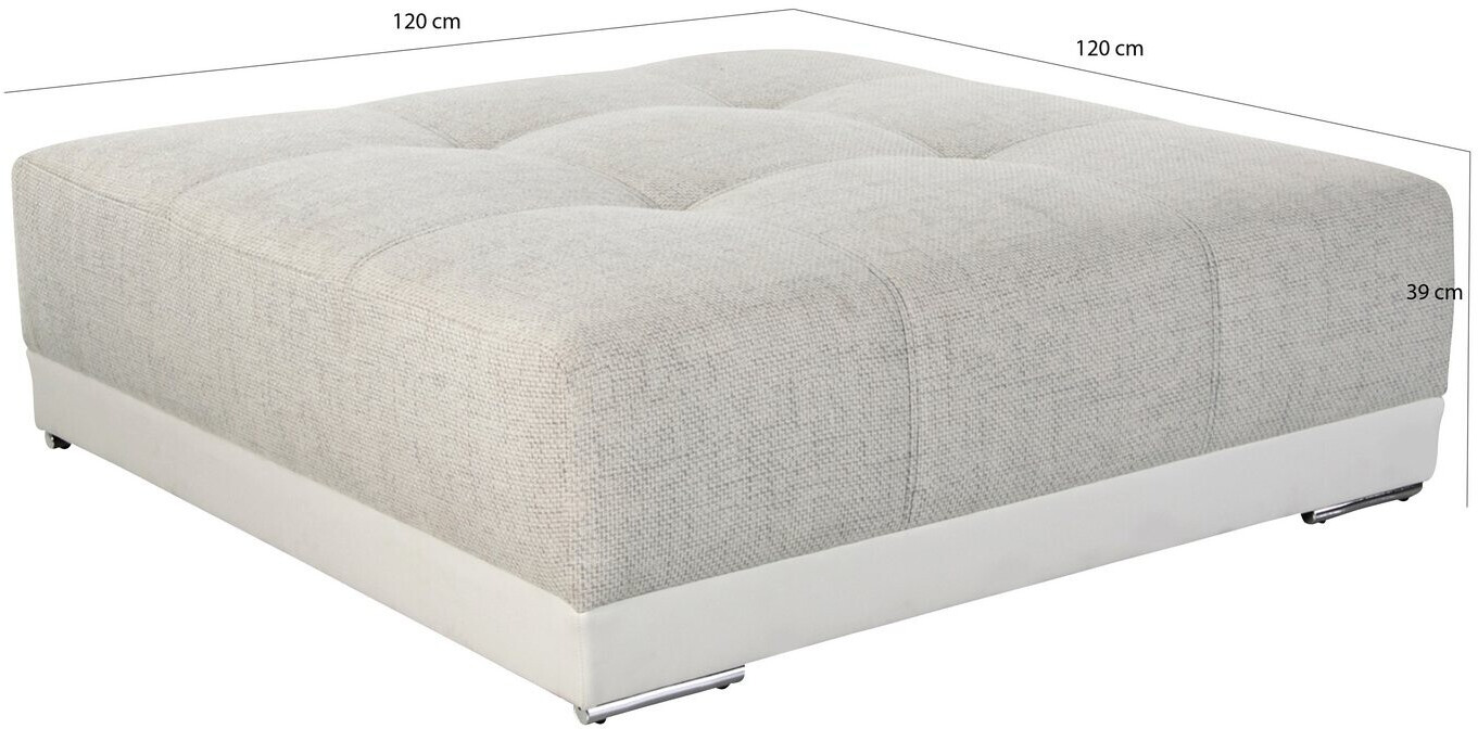 luma-home Polsterhocker XXL Federkern Kunstleder Weiß / Strukturstoff ...