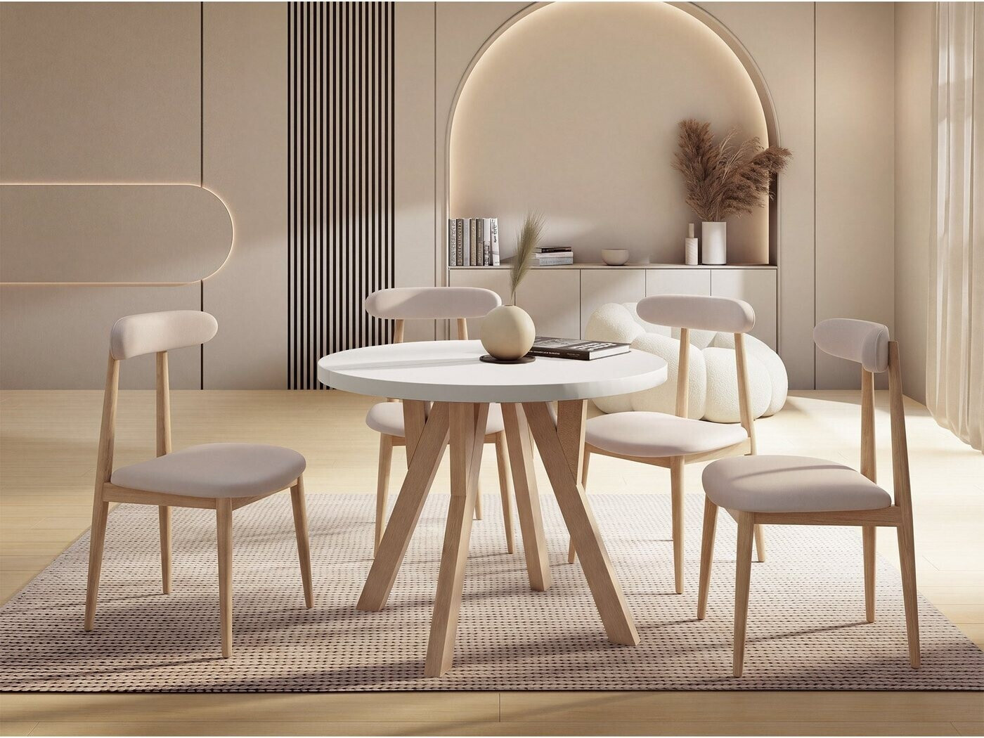 WFL GROUP Avero Esstisch rund ausziehbar Weiß Holzbeine 90–190cm (48780668-21) ab 474,90 € (Oktober 2026)