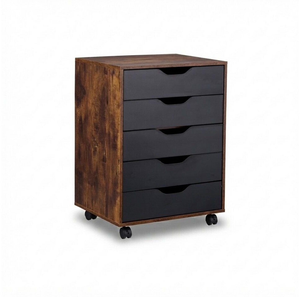 Relaxdays Rollcontainer 5 Schubladen, Kunststoff, 48x66,5x39,5cm, braun/schwarz (10051088) ab 76,79 € (Oktober 2026)