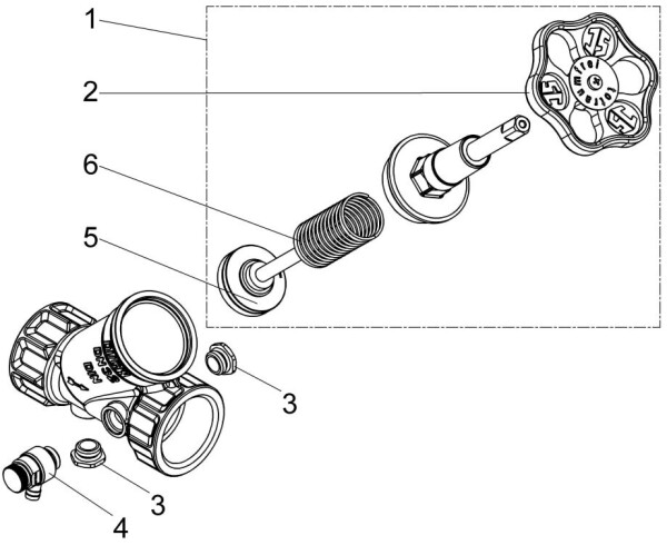 Schlösser KFR-Schrägsitzventil mit Entleerung, steigende Spindel DN32 1¼" DVGW (0016203200001), Bild 4