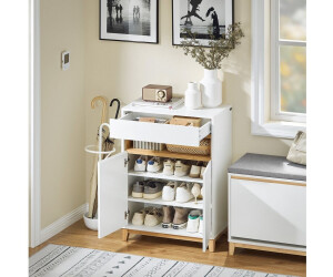 SoBuy Sideboard Kommode mit Schublade, hhenverstellbarem Regal, Bambus,  Wei/Natur (FSB97-WN) ab 123.45  | Vergleiche 9 Angebote auf idealo.de