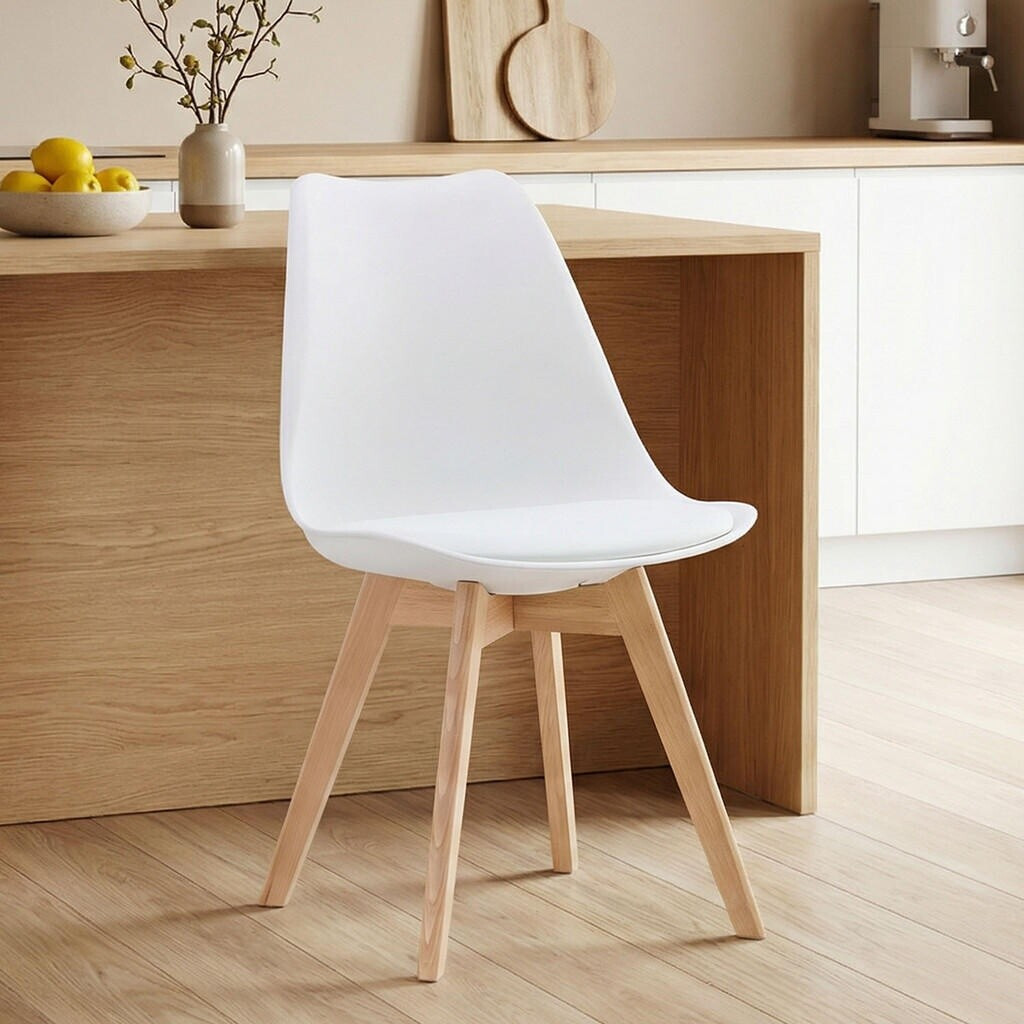 Homestyle4u Schalenstuhl 4er Set Kunststoff weiß, Holzbeine (3342) ab 119,95 € (Oktober 2026)