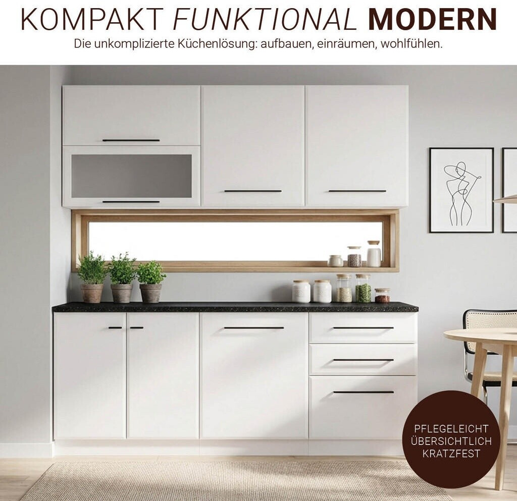 Homestyle4u Küchenzeile 200cm ohne Geräte, Weiß/Schwarz, Holz (3164) ab 839,95 € (Oktober 2026)