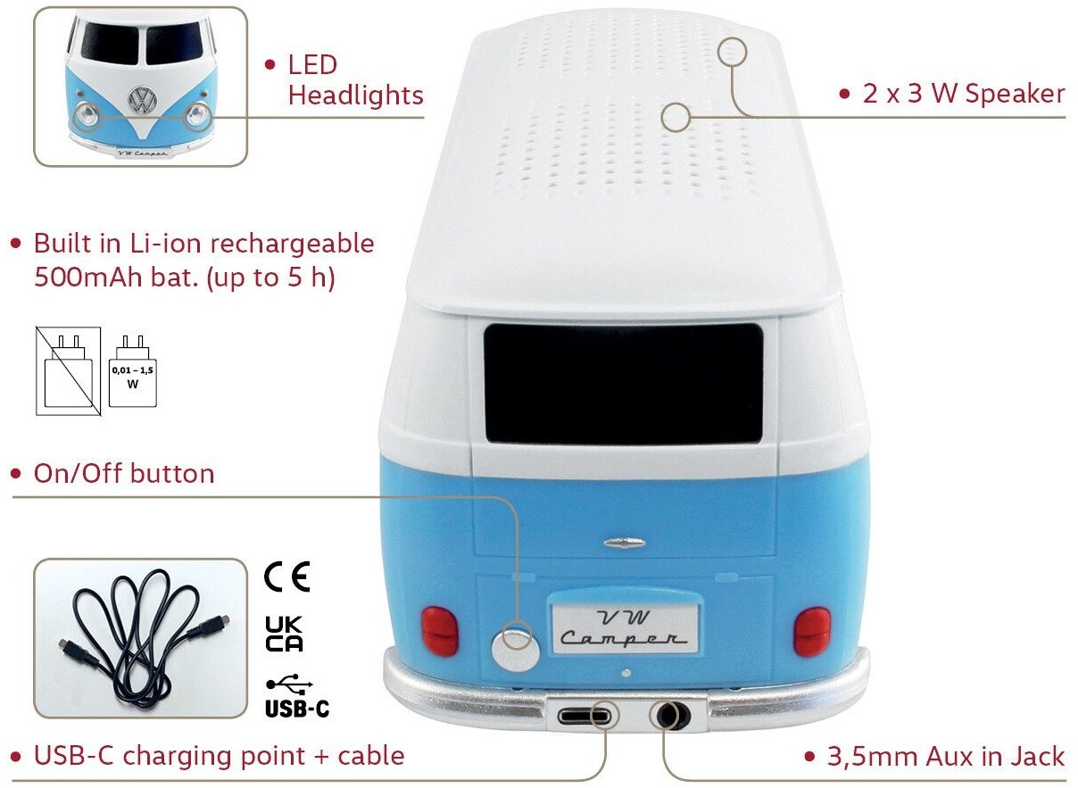 Brisa VW Collection Volkswagen T1 Bus Transporter Bluetooth Speaker ...