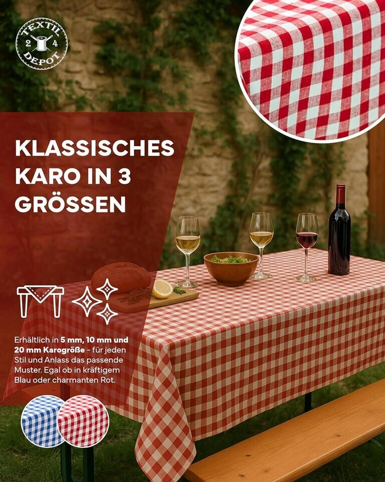 Qelus Weihnachtstischdecke – Kariert, Rot, Abwaschbar, 140x140 Cm – Perfekt Für Weihnachtsfeier & Bankett – Aus Baumwoll-Polyester-Mix Tischdecke 140x140 Cm