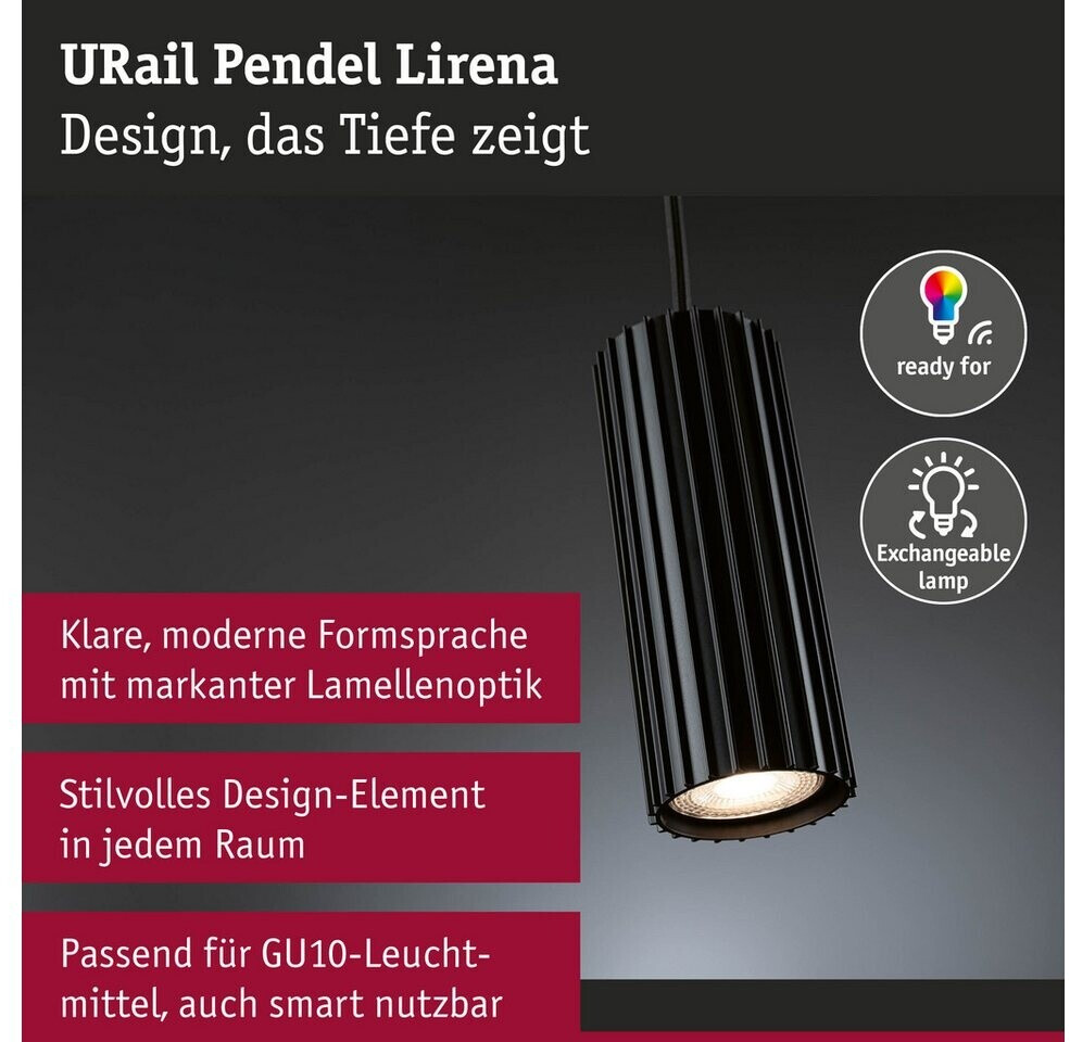 Urail Paulmann URAIL Pendel Lirena Ø 6cm schwarz matt (93146) ab 22,84 ...