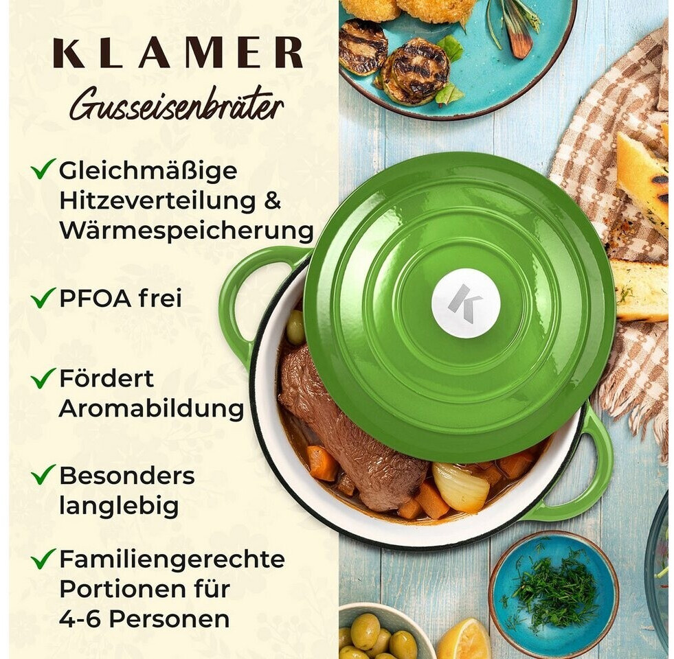 KLAMER Gusseisen-Topf Bräter 25 cm grün ab 35,99 € (Oktober 2026)