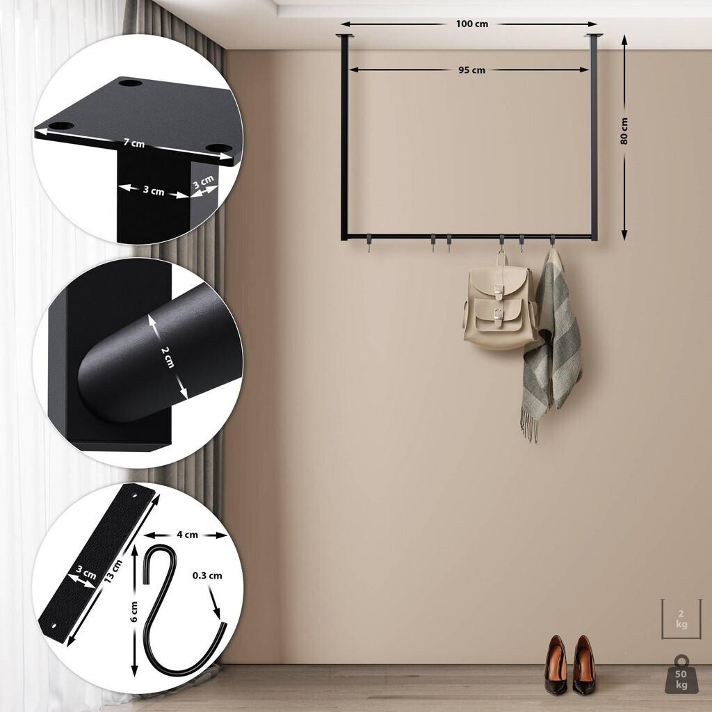 CLP Fenton Kleiderstange Deckenmontage 6 Haken Metall 100x80cm ab 34,90 € (Oktober 2026)