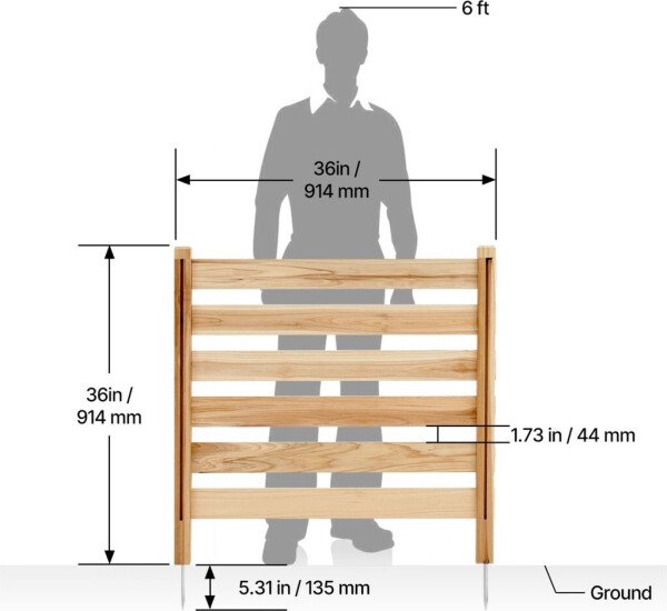 VEVOR Sichtschutzzaun Holz 3 Paneele 914x914mm, Bild 2