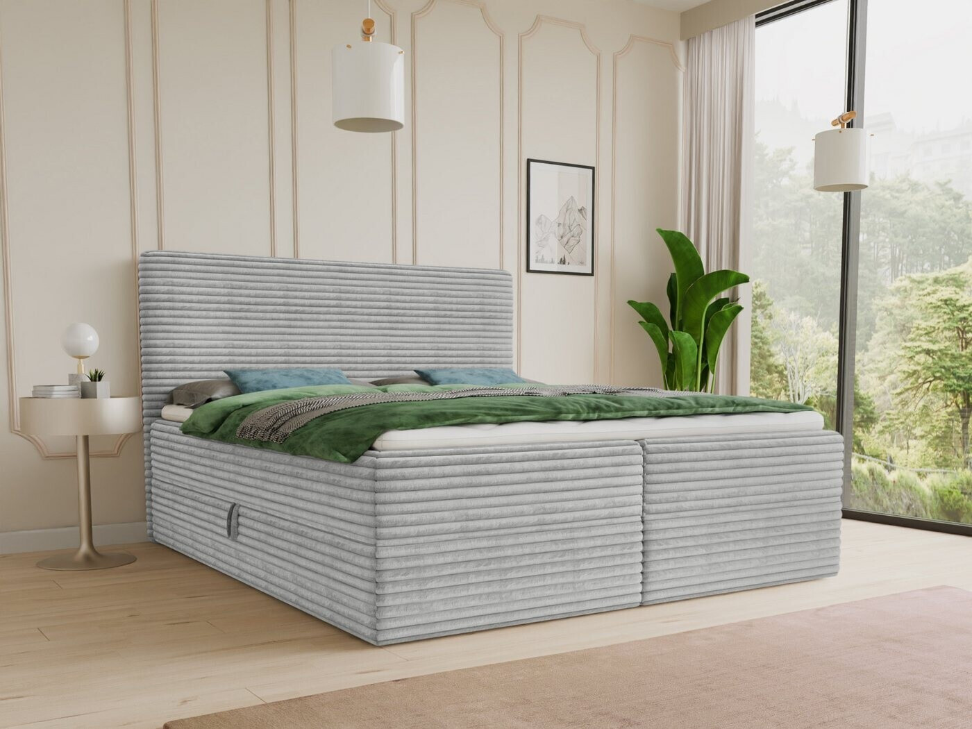 Sofnet Mollo Boxspringbett Cordstoff mit 2 Bettkästen, Bonell-Matratze ...