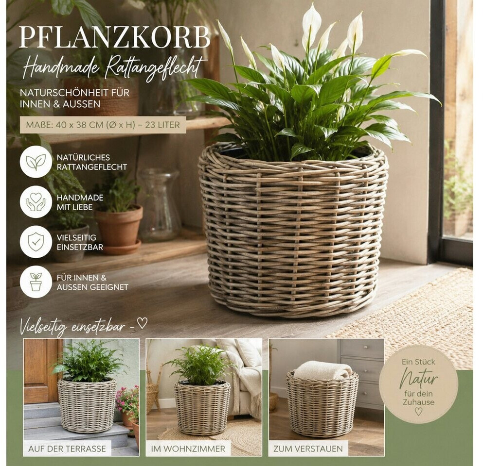 Van der Leeden Sylter Korb Drypot Pflanzkübel Rattan Ø34cm 11L (901325) ab 29,95 € (Oktober 2026)