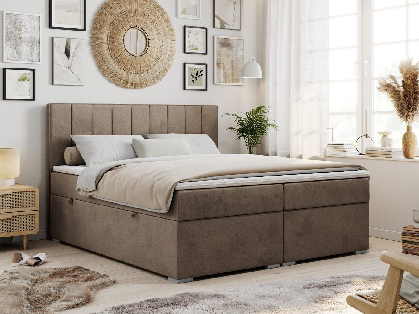 MKS Meble Ally Boxspringbett 200x200cm mit Bettkästen, Matratze ...