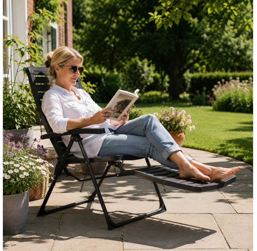 Lifetime Verstellbarer Gartenstuhl Klappbar Kunststoff Schwarz (104x62x151cm) ab 86,57 € (Oktober 2026)