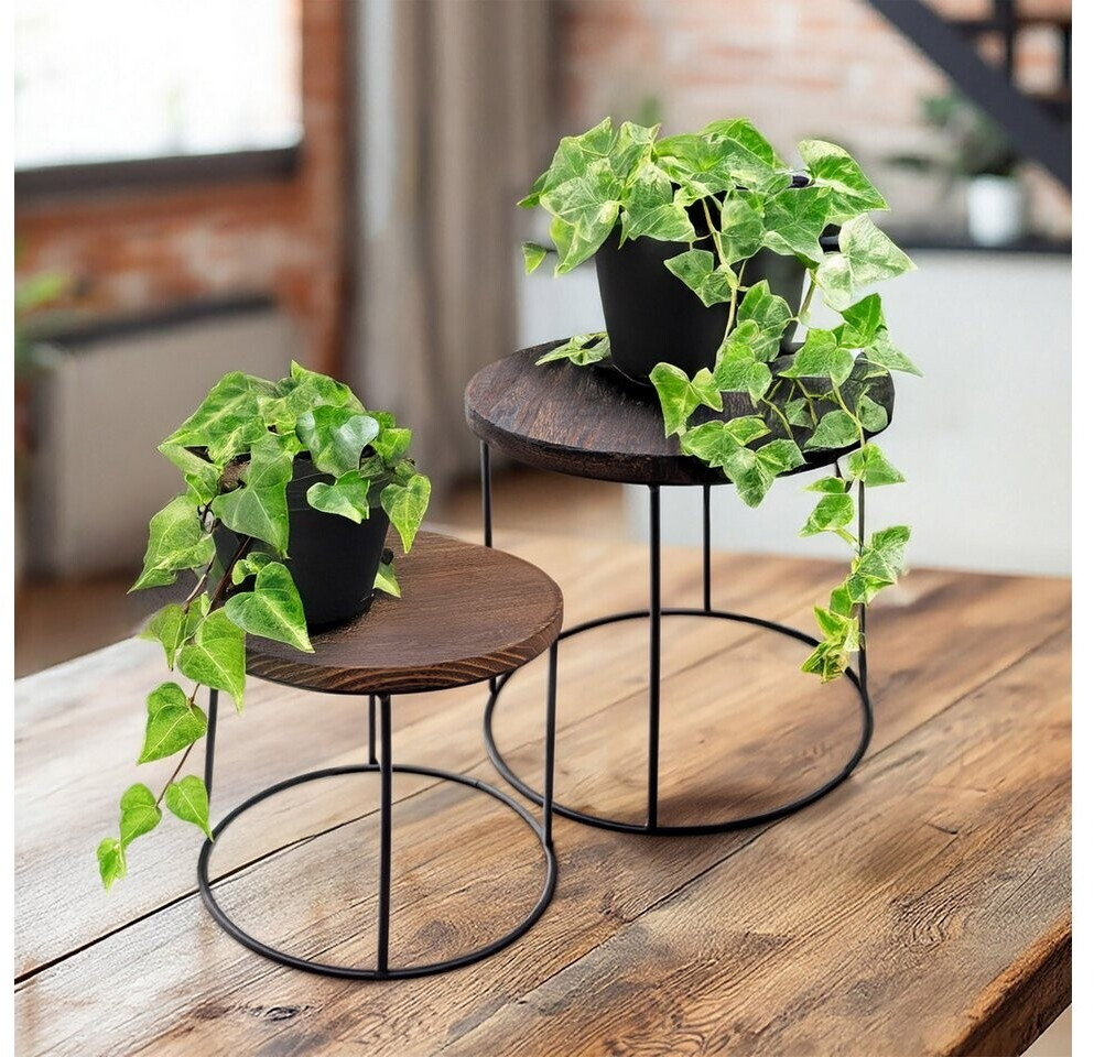 Spetebo Blumenhocker rund 2er-Set mit dunkler Tischplatte, Holz (2585) ab 30,95 € (Oktober 2026)