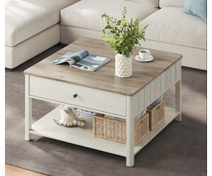 Vasagle Couchtisch quadratisch 80x80x45cm, 2 Schubladen, Landhausstil, Greige meliert (LCT080A01) ab 94,99 € (Oktober 2026)