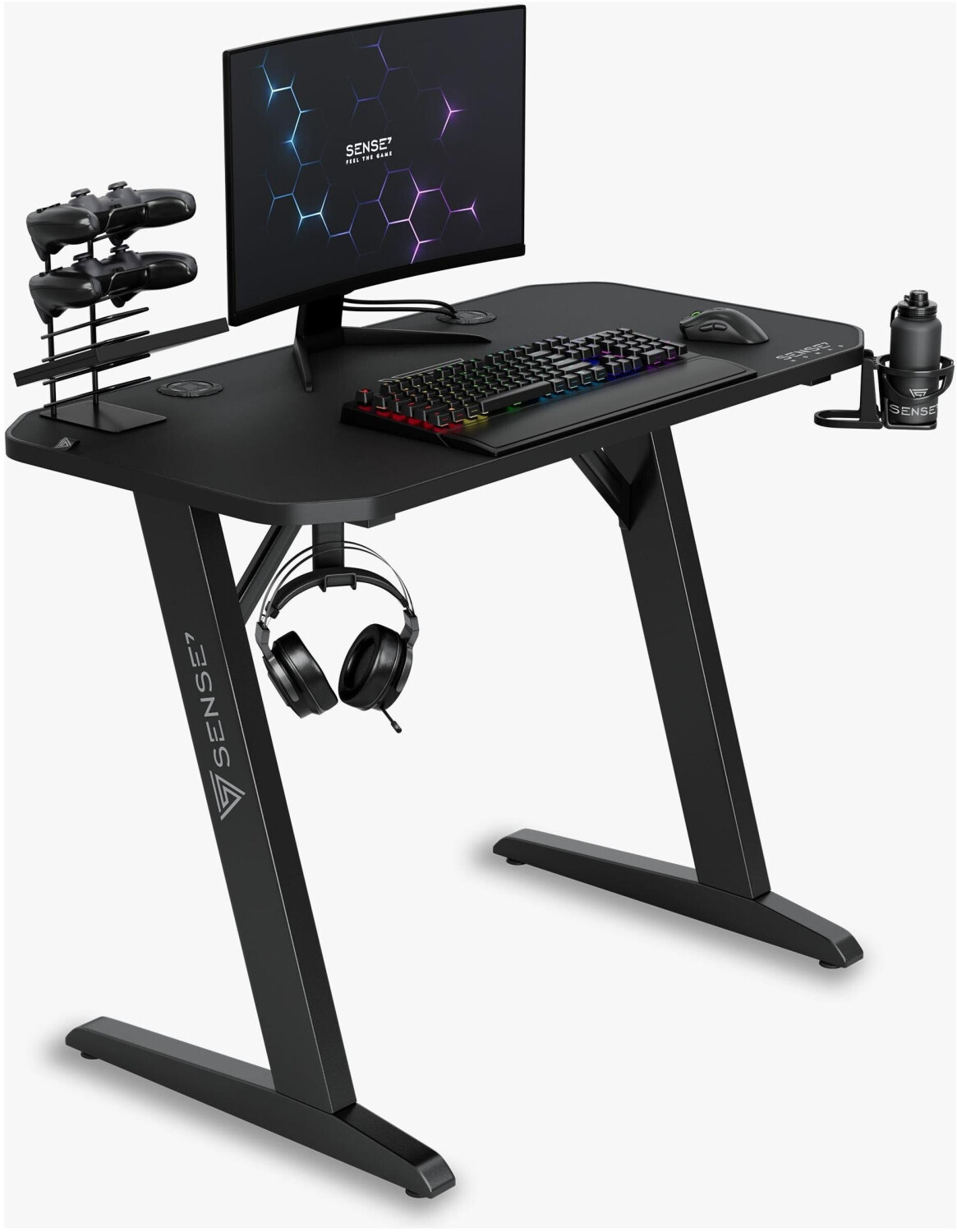SENSE7 Nomad Classic Gaming Schreibtisch 100x50cm, Kohlefaseroberfläche ...