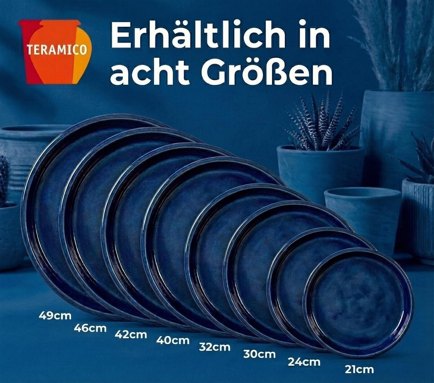 Teramico Keramik Untersetzer Royal Blau, wasserdicht, frostfest, Ø 30cm ab 18,99 € (Oktober 2026)