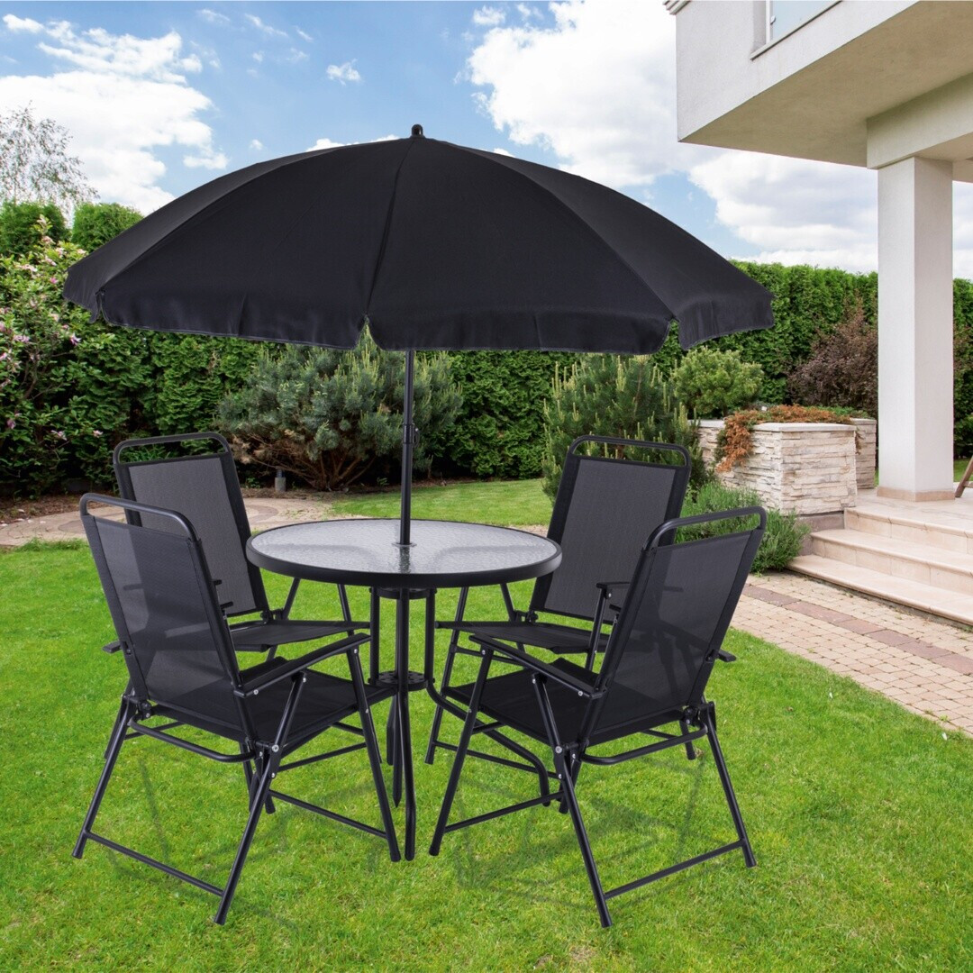 Scheppach Balkonset PX-BS-1 6-tlg., 4 Klappstühle, neigbarer Sonnenschirm, Glastisch (39151039969) ab 159,99 € (Oktober 2026)