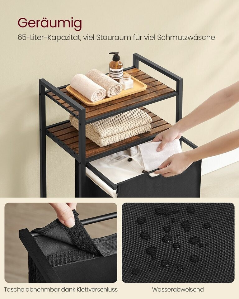 Vasagle Wäschekorb mit 2 Ablagen, ausziehbarer Wäschesack, 65L (BLHDE212B01) ab 31,25 € (Oktober 2026)