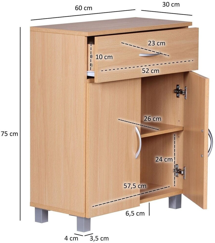 Finebuy Schuhschrank Buche Optik 60×75×30cm, Schublade und 2 Türen (FB111565) ab 73,95 € (Oktober 2026)