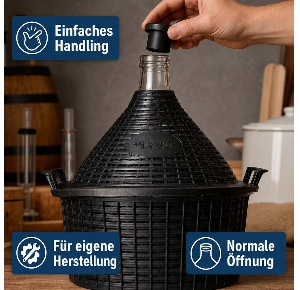 ich-zapfe Glasballon 25L mit Weidenkorb und Kunststoffstopfen, normale Öffnung ab 53,47 € (Oktober 2026)