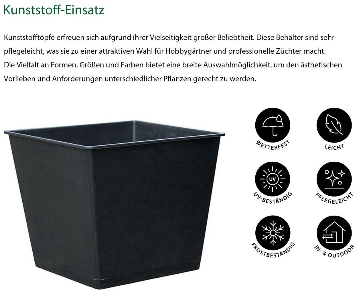 Dehner Universal-Pflanztopf-Einsatz, eckig, Kunststoff, schwarz, 36x36x30cm ab 19,99 € (Oktober 2026)
