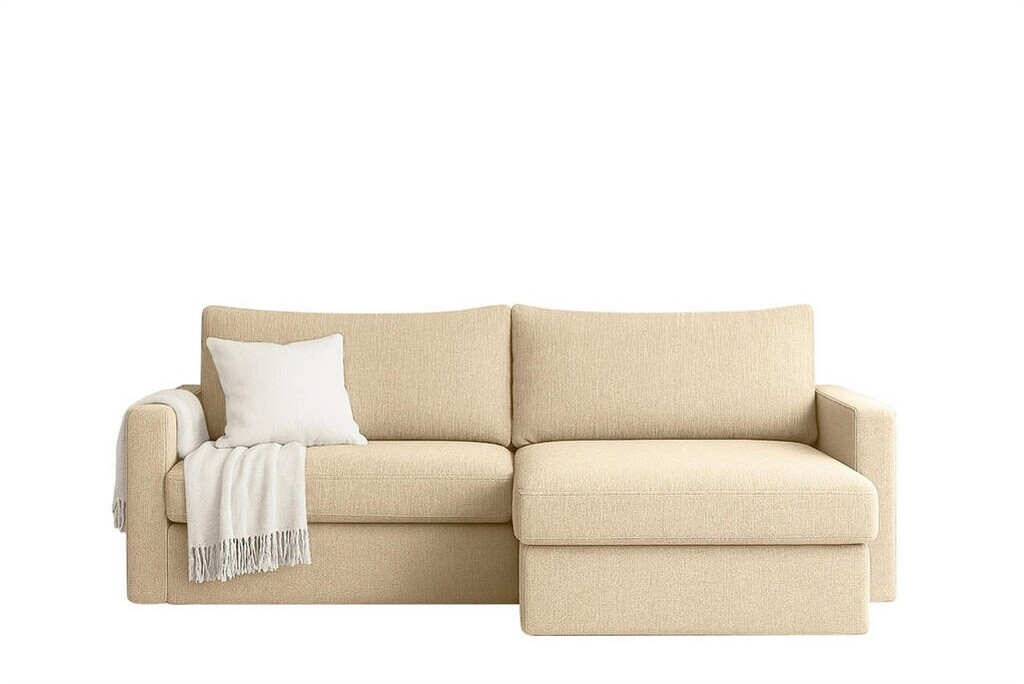 Fun Möbel BENDIK Ecksofa mit Schlaffunktion, Stoff Faro, creme ...