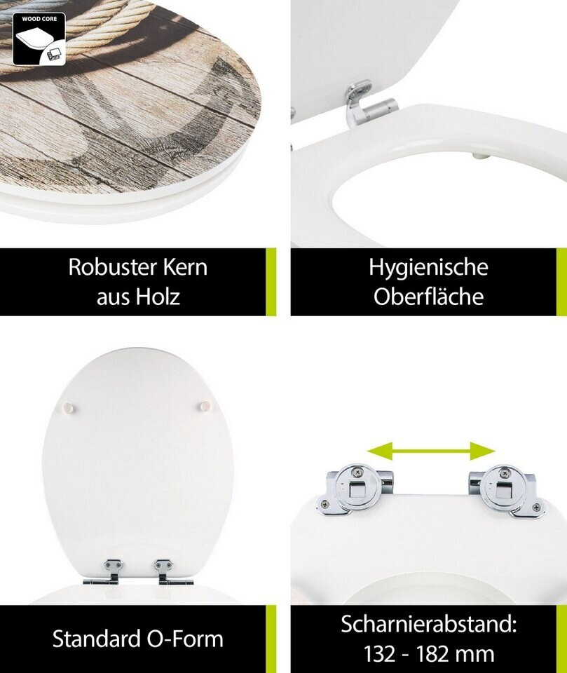 Sanitop WC-Sitz Maritim, Motiv Seemannstau, Holzkern, Absenkautomatik ...