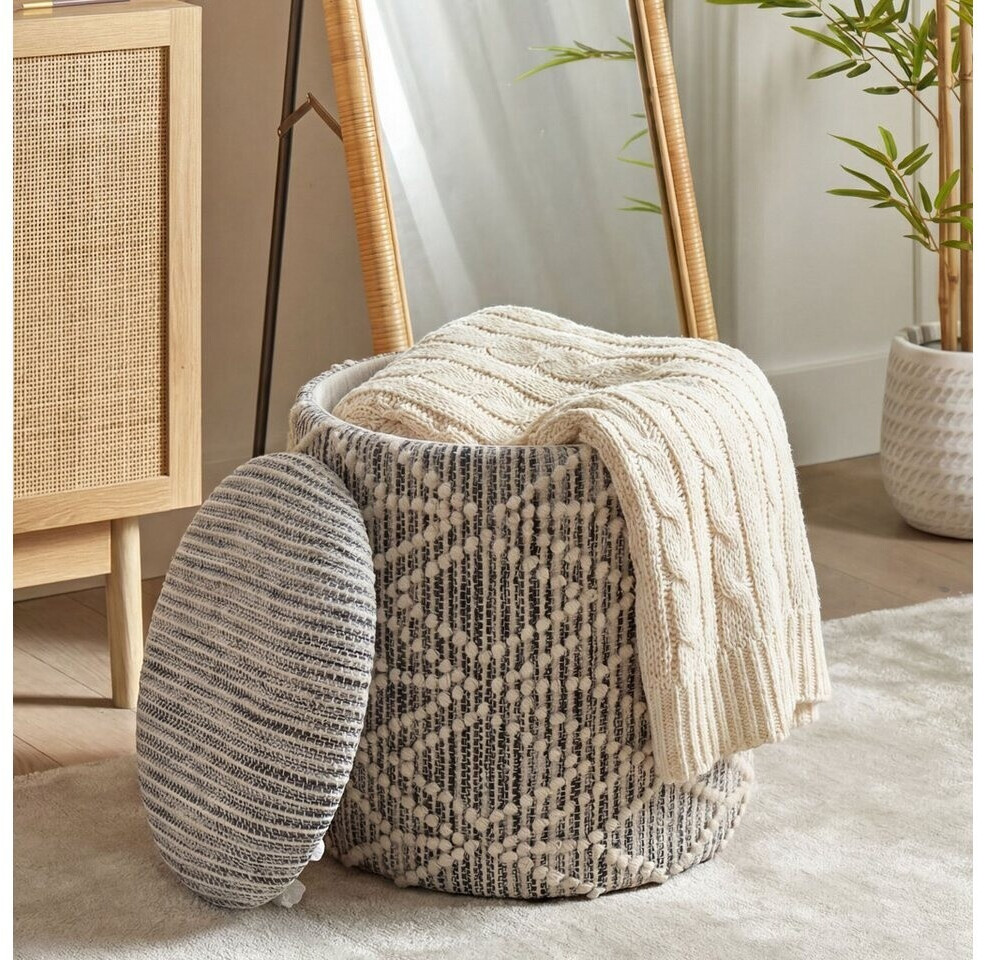 Finebuy Sitzhocker mit Stauraum, Stoff, rund, grau (FB117674) ab 74,95 € (Oktober 2026)