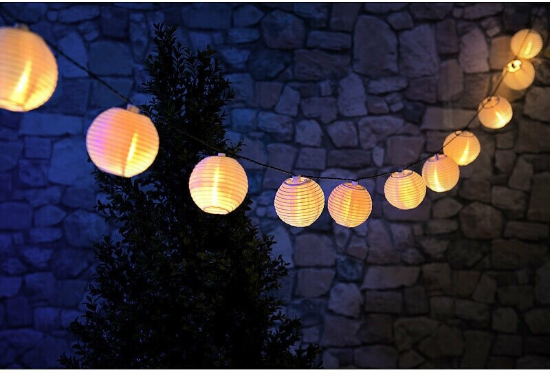 Lunartec Lampignon Solar-LED-Lichterkette 50 Lampions warmweiß 10m IP44 ab 23,99 € (Oktober 2026)
