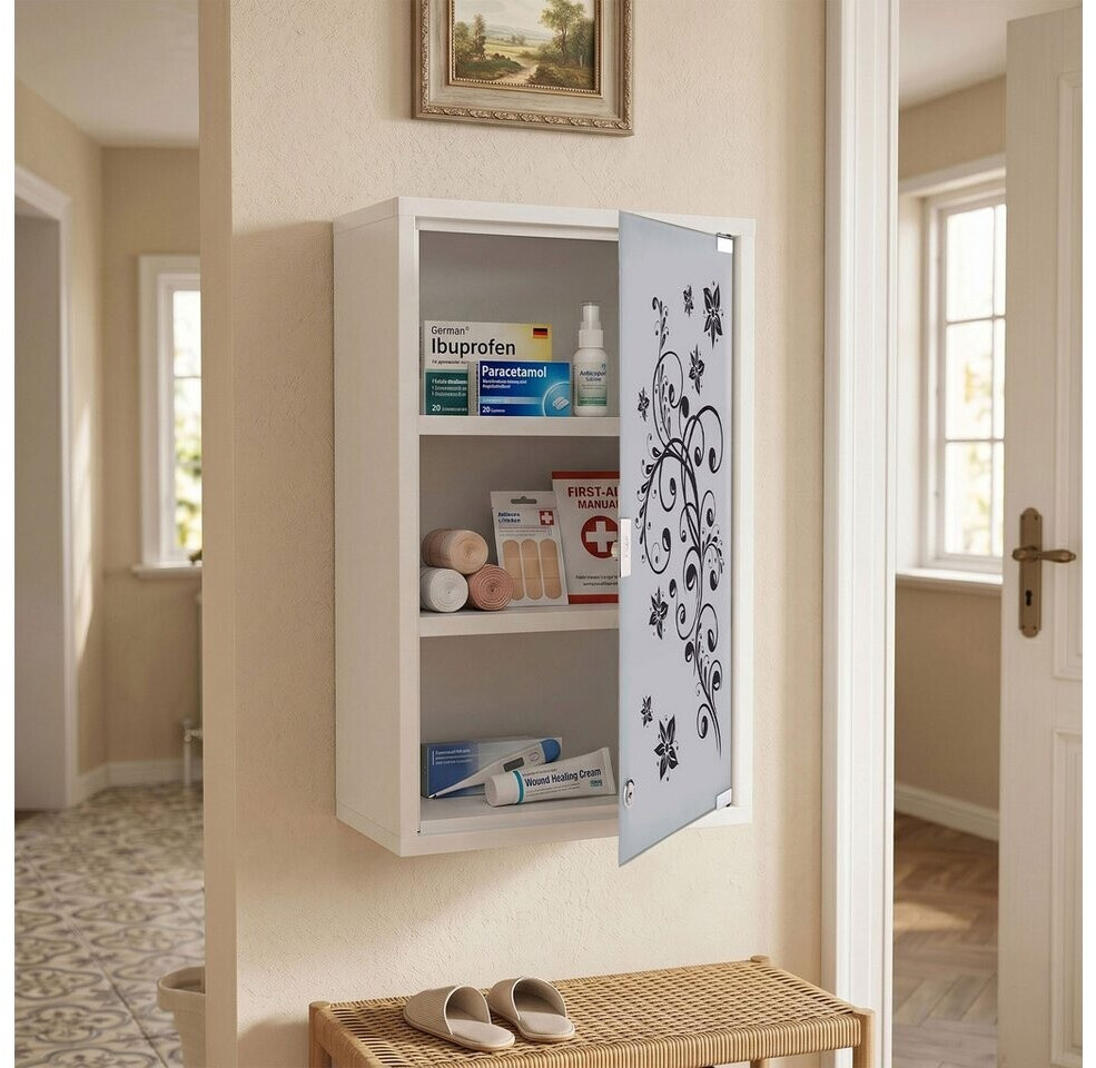 Spetebo Metall-Medizinschrank 50x30cm abschließbar, 3 Fächer, Glastür (33288) ab 38,95 € (Oktober 2026)