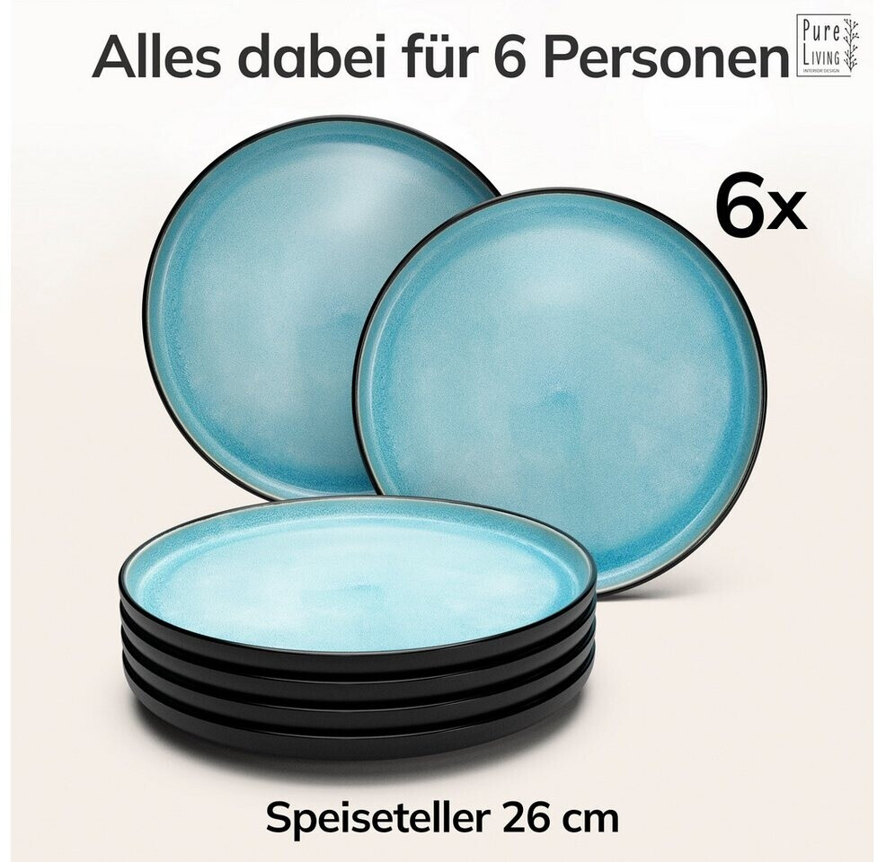Pure Living Ibiza Teller-Set 6 Personen, Steingut, aquamarin (54173) ab 49,95 € (Oktober 2026)