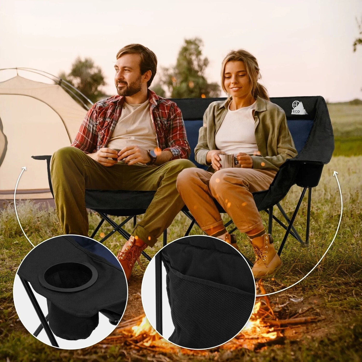 ECD Germany Doppel Campingstuhl faltbar für 2 Personen blau ab 56,70 € (Oktober 2026)
