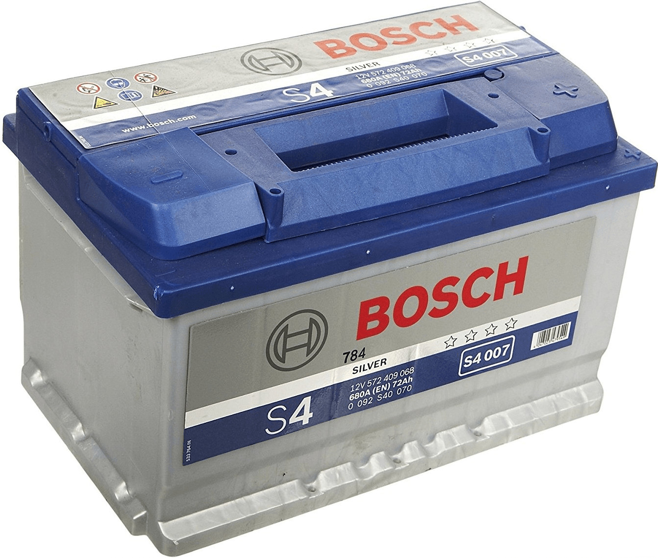 Bosch S4007 - Autobatterie - 72A/h - 680A - Blei-Säure-Technologie - für  Fahrzeuge ohne Start-Stopp-System : : Auto & Motorrad
