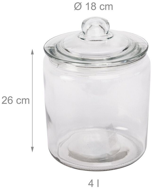 Relaxdays Vorratsglas mit Deckel, rund, 4l, luftdicht, transparent (10053217) ab 20,15 € (Oktober 2026)