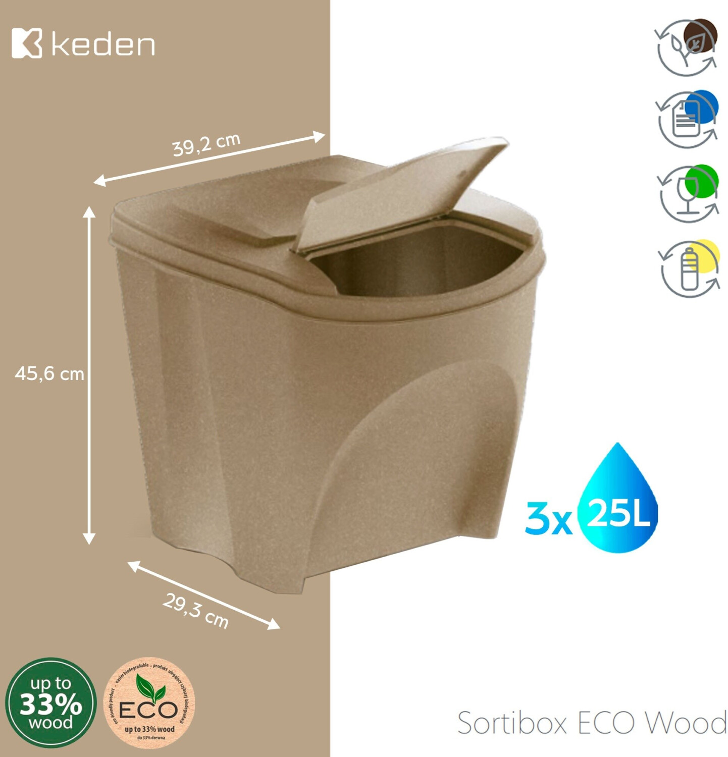 Prosperplast Mülleimer-Set 3-teilig, Mülltrennsystem, Kunststoff, anthrazit (IKWB25) ab 45,02 € (Oktober 2026)