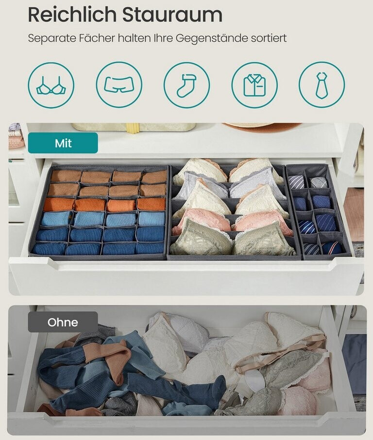 Songmics Unterwäsche-Organizer faltbar, Stoffboxen, 8er-Set ab 17,99 € (Oktober 2026)