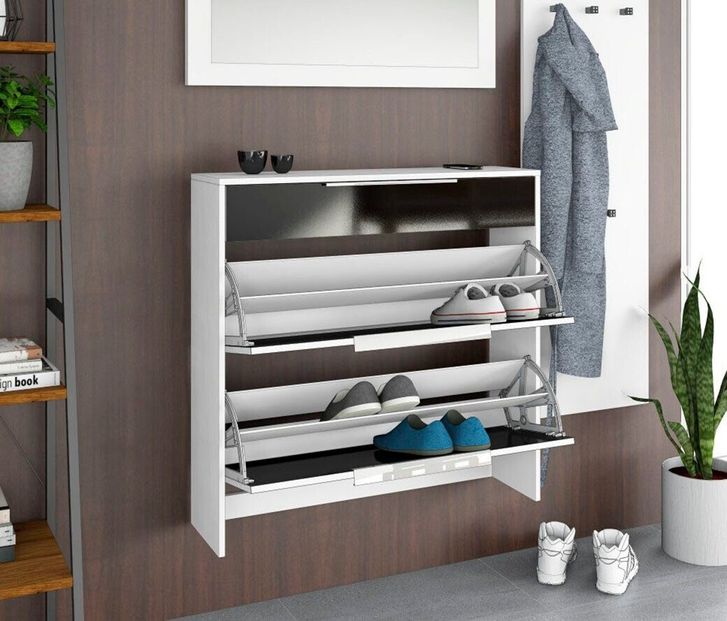Borchardt-Möbel Oliva 2 Basic Schuhschrank hängend, weiß Hochglanz/schwarz, 89x88x24cm ab 109,90 € (Oktober 2026)